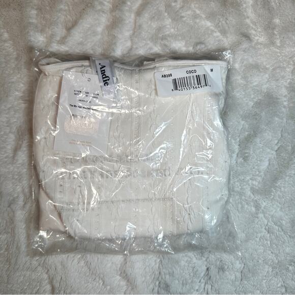 Andie Size M Coconut White Embroidered The 90s High Waisted Bikini Bottom Resort - Picture 3 of 7